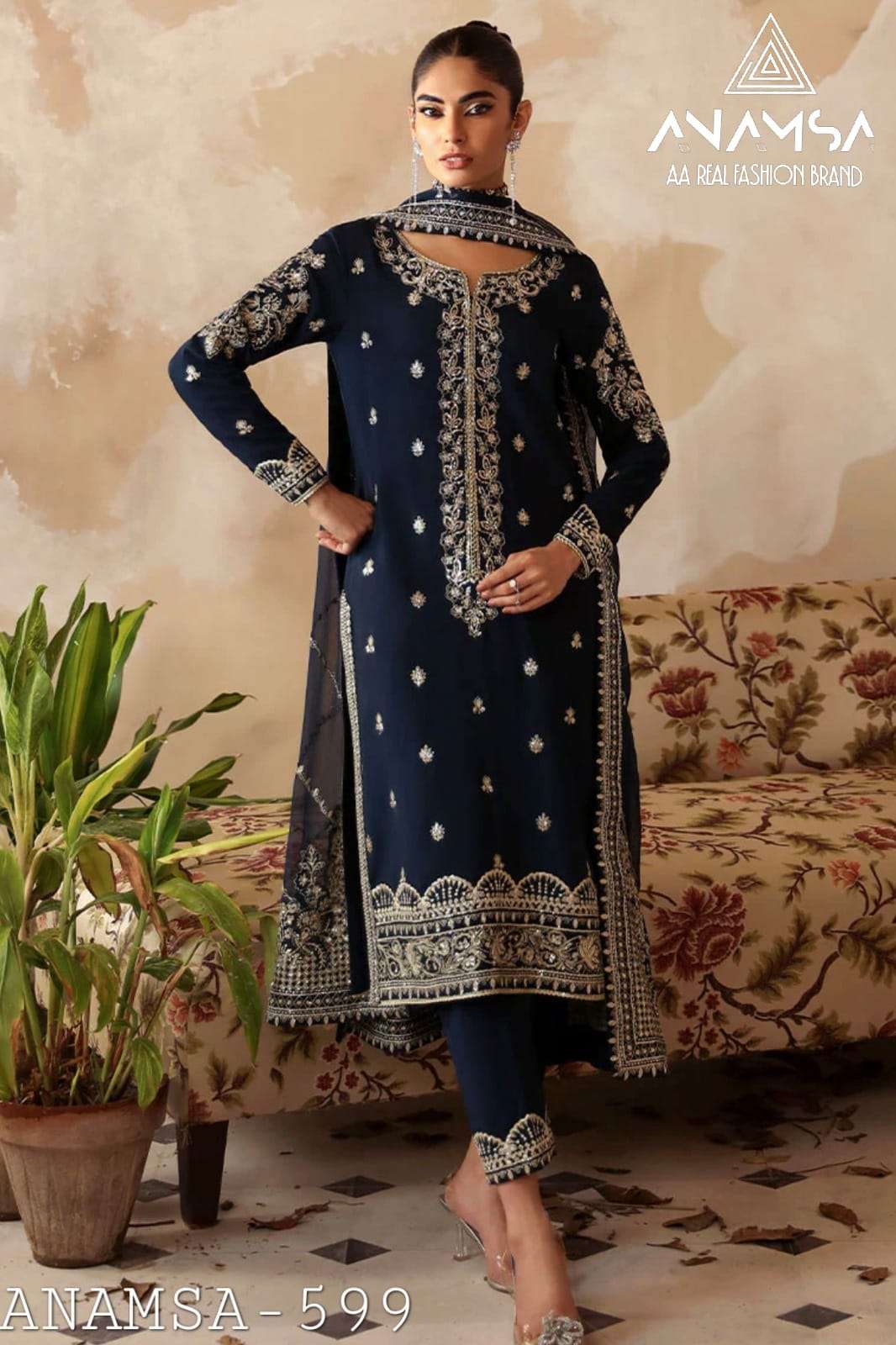 D No -599 Semi Stitched Anamsa